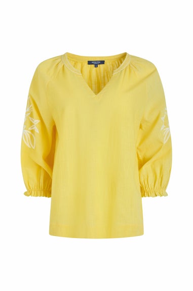 Weird Fish Sunshine Yellow Emma Crepe Printed Blouse