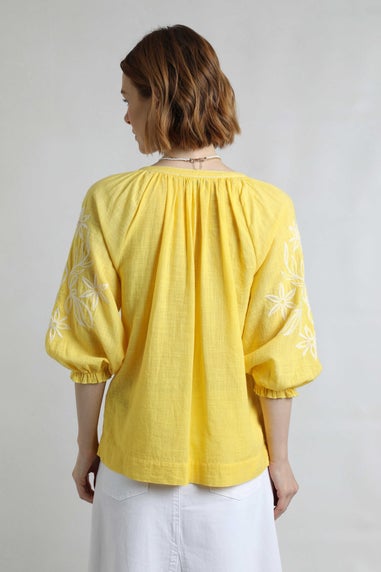 Weird Fish Sunshine Yellow Emma Crepe Printed Blouse