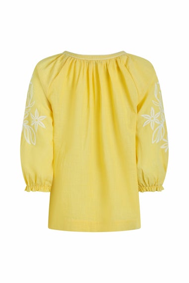Weird Fish Sunshine Yellow Emma Crepe Printed Blouse