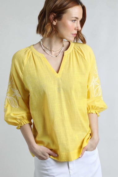 Weird Fish Sunshine Yellow Emma Crepe Printed Blouse