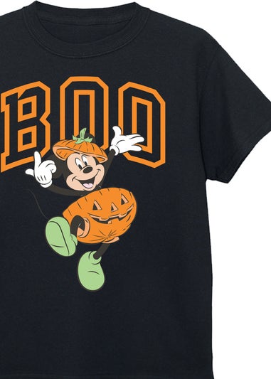 Disney Mickey Mouse Boo Halloween Boys Black Graphic T-Shirt (3-13 Years)