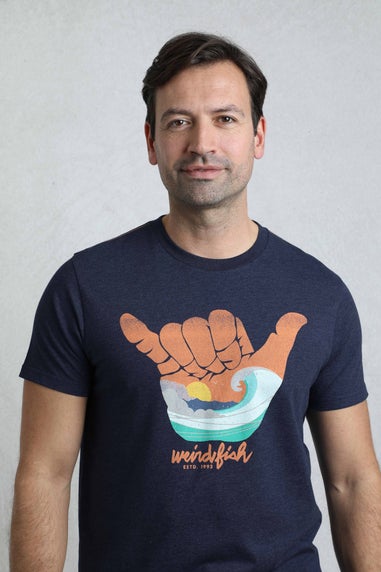 Weird Fish Dark Blue Hang Loose Graphic T-Shirt