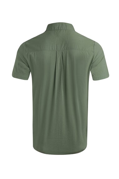 Weird Fish Army Green Maxwell Seersucker Shirt