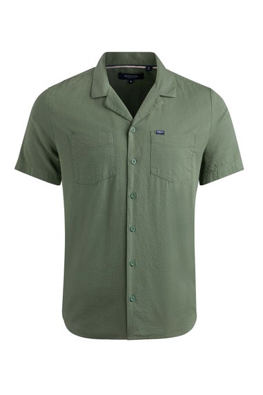 Weird Fish Army Green Maxwell Seersucker Shirt
