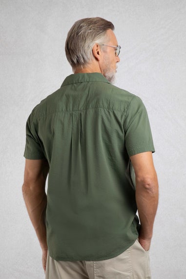 Weird Fish Army Green Maxwell Seersucker Shirt