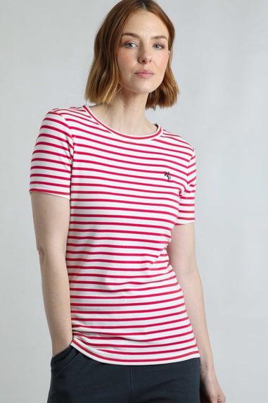 Weird Fish Crimson Natalie Striped Crew Neck T-Shirt