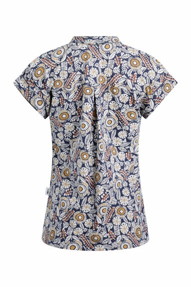 Weird Fish Navy Alia Printed Jersey Top