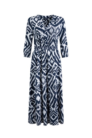 Weird Fish Indigo Himanshee Printed Maxi Dress