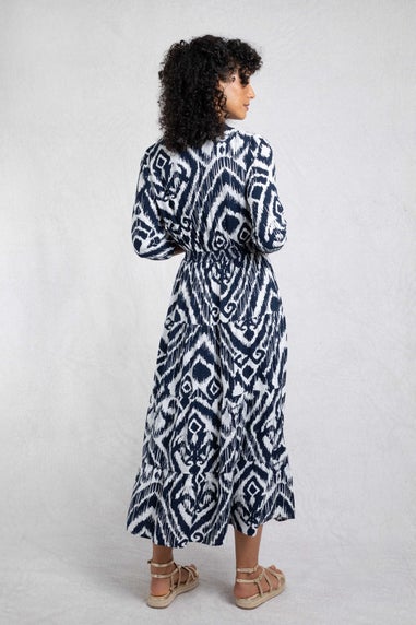 Weird Fish Indigo Himanshee Printed Maxi Dress