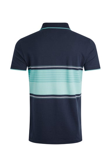 Weird Fish Aqua Marine Sunbury Striped Pique Polo Shirt