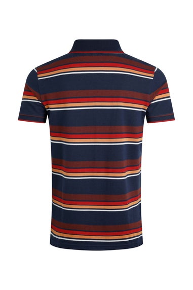 Weird Fish Dark Blue Sunbury Striped Pique Polo Shirt