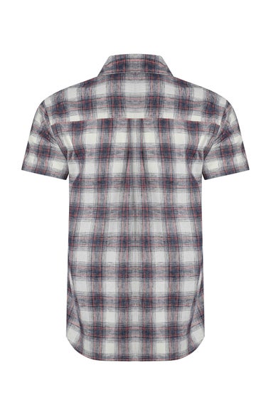 Weird Fish Dusty White Angeles Vintage Wash Short Sleeve Check Shirt