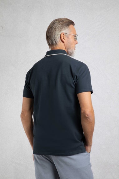 Weird Fish Navy Powell Textured Polo Shirt