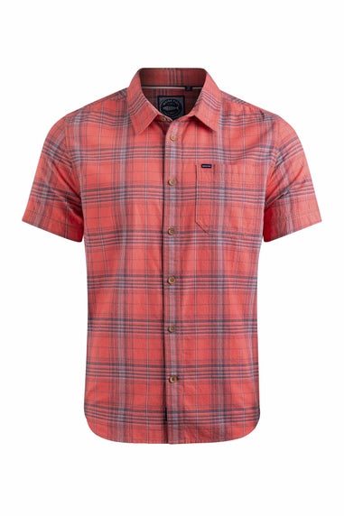 Weird Fish Retro Red Angeles Vintage Wash Short Sleeve Check Shirt