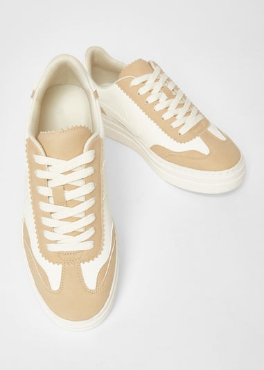 Quiz Natural Faux Leather Chunky Trainers