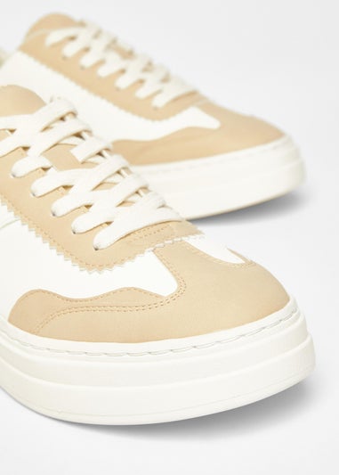 Quiz Natural Faux Leather Chunky Trainers
