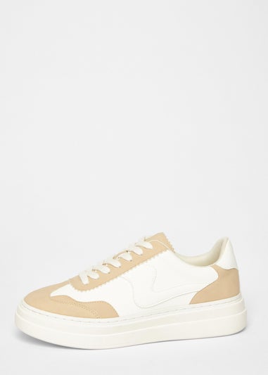 Quiz Natural Faux Leather Chunky Trainers