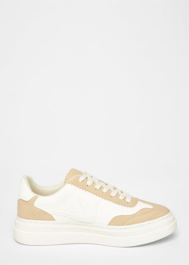 Quiz Natural Faux Leather Chunky Trainers