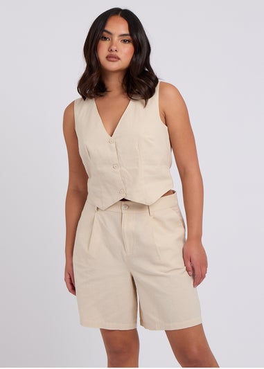 Urban Bliss Beige Linen Blend Waistcoat