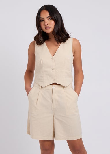 Urban Bliss Beige Linen Blend Waistcoat