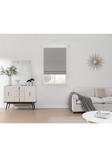 Little Black Book Linen Look Grey Blackout Roman Blind