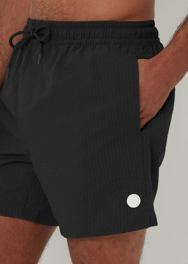 Threadbare Black Seersucker Swim Shorts