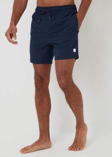 Threadbare Navy Seersucker Swim Shorts