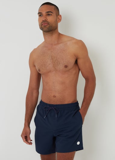 Threadbare Navy Seersucker Swim Shorts