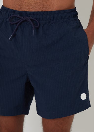 Threadbare Navy Seersucker Swim Shorts
