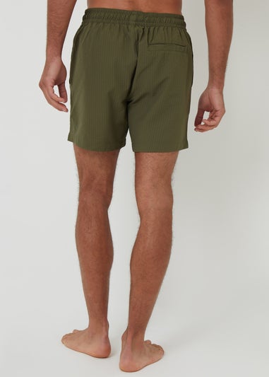 Threadbare Khaki Seersucker Swim Shorts
