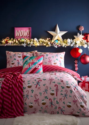 Fusion Candy Stripe Throw Digitally Printed Pink Throw