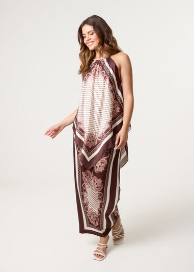 Blue Vanilla Brown Hanky Hem Top With Wide Leg Trouser Set