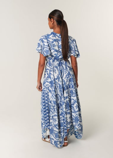 Blue Vanilla Navy Asymmetric Hem Wrap Dress
