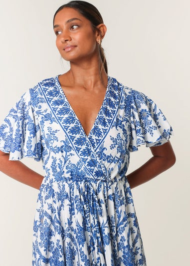 Blue Vanilla Navy Asymmetric Hem Wrap Dress