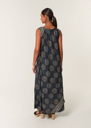 Blue Vanilla Navy Tie Neck Maxi Dress