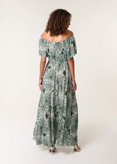 Blue Vanilla Green Tie Front Maxi Dress