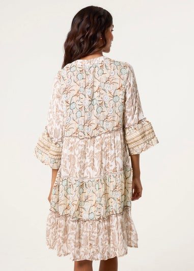 Blue Vanilla Stone Embellished Tie Front Dress