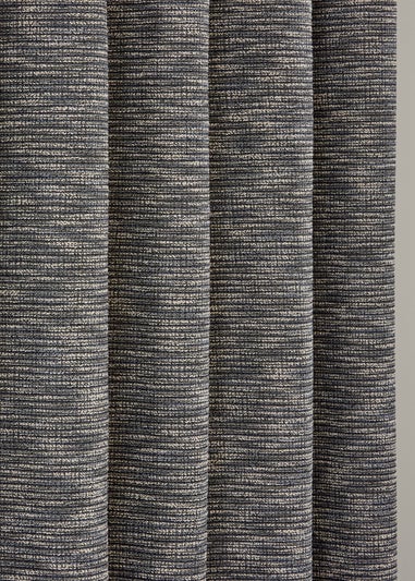 Curtina Talon Jacquard Heavyweight Blue Eyelet Curtains