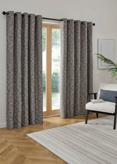 Curtina Talon Jacquard Heavyweight Blue Eyelet Curtains