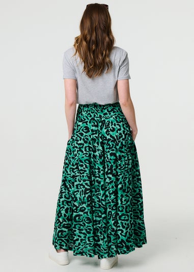 Izabel London Green Animal Print High Waist Palazzo Pants