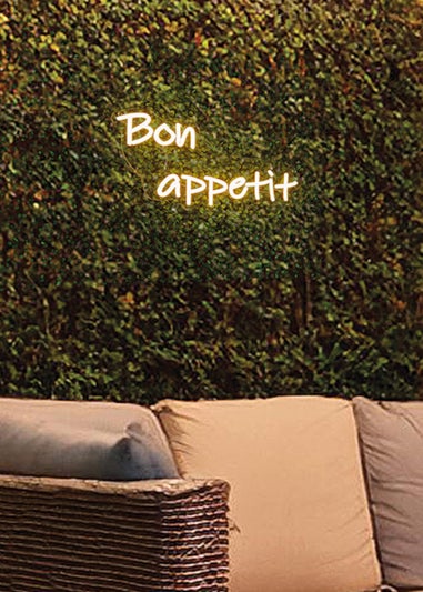 Premier Decorations White LED Neon Bon Appetit Wall Sign