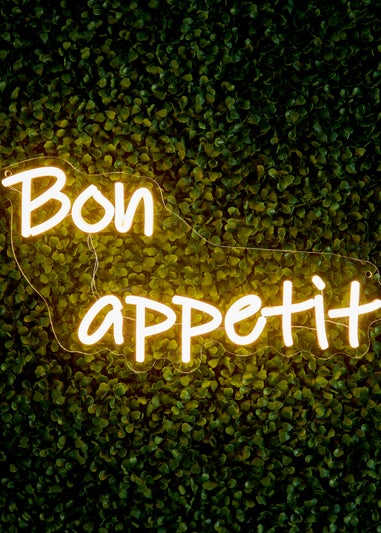 Premier Decorations White LED Neon Bon Appetit Wall Sign