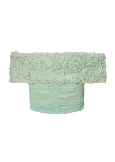 Quiz Green Floral Mesh Top