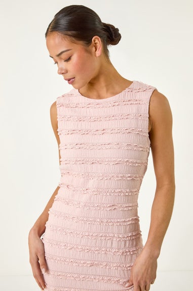 Roman Light Pink Petite Ruffled Stretch Dress