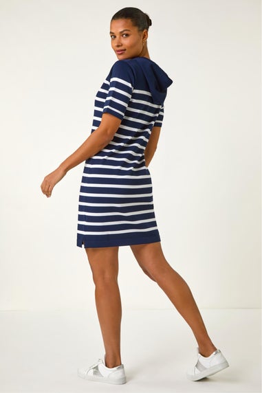 Roman Navy Stripe Hooded Knit Dress