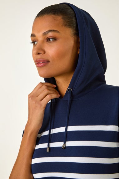Roman Navy Stripe Hooded Knit Dress