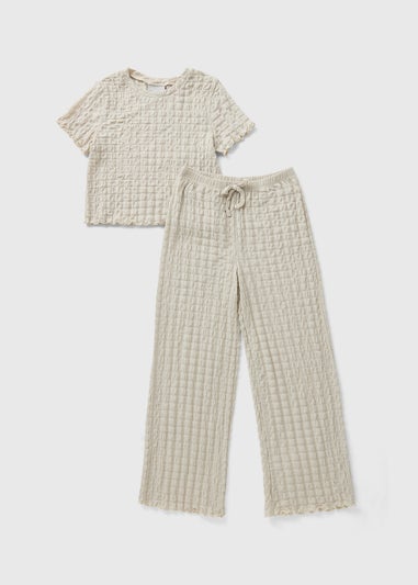 Girls Stone Textured Top & Trouser Set (7-15yrs)