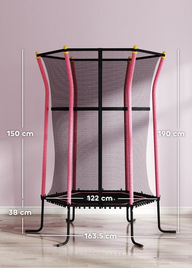 HOMCOM Pink 5.4FT Kids Trampoline With Enclosure Indoor Outdoor
