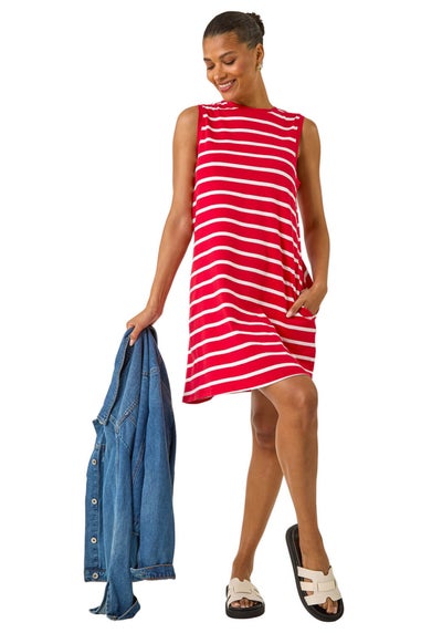 Roman Red Stripe Jersey A-Line Dress