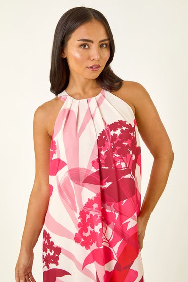 Roman Red Petite Floral Halter Neck Shift Dress